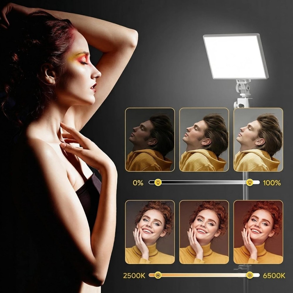 Pro LED Video Light 8000mAh, 2500-6500K Dimmable Soft Panel for Vlogs