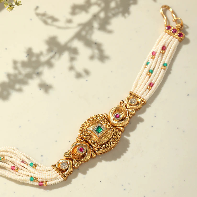 Emerald Green Temple-Inspired Multi-Strand Beaded Statement Necklace