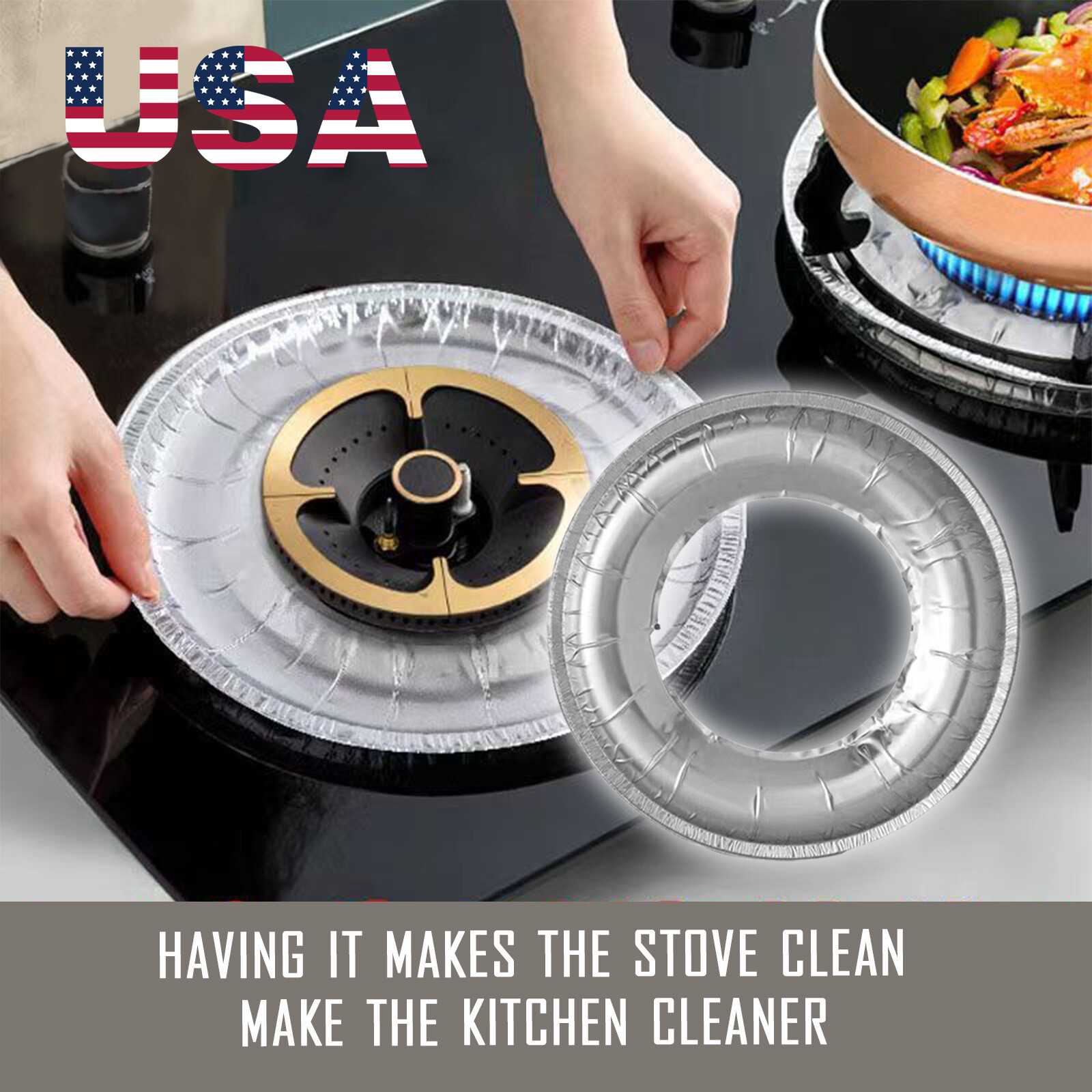 100Pack Disposable Gas Burner Liners 7.5"Aluminum Foil Round Stove Burner Covers