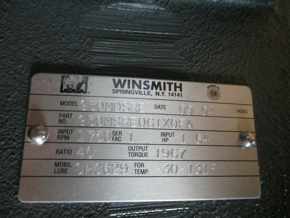 Winsmith 930MSRE061X0FA Speed Reducer Angle New