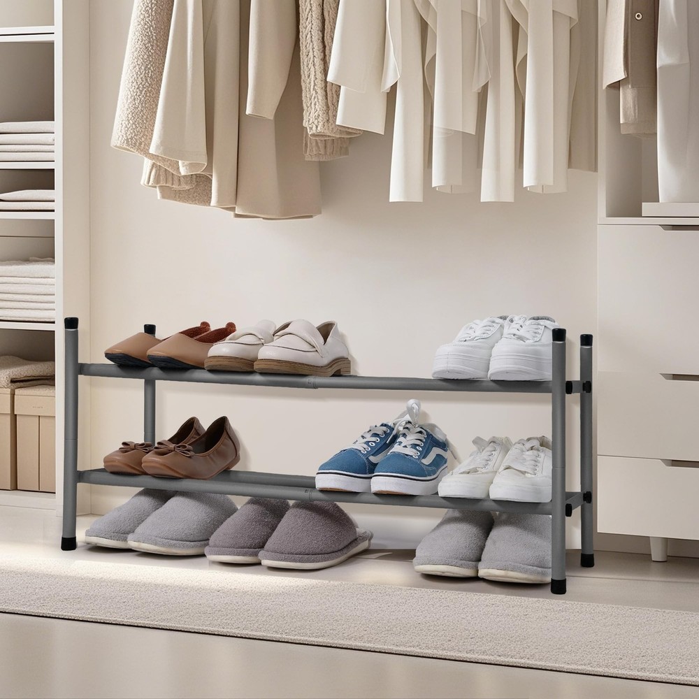STORAGE MANIAC Expandable Shoe Rack, 4 Pairs Stackable Small Shoe Rack, Metal...