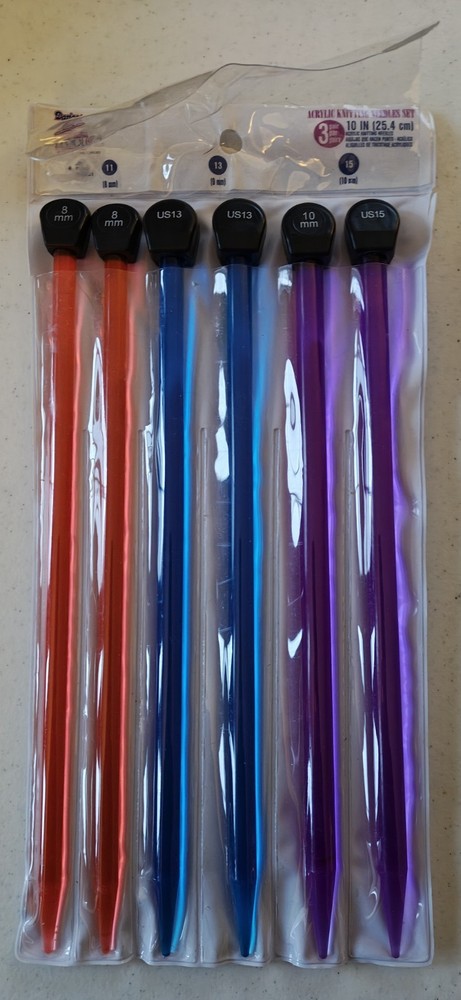 Long Acrylic Knitting Needles, Assorted Sizes Knitting Needles, 3 sets