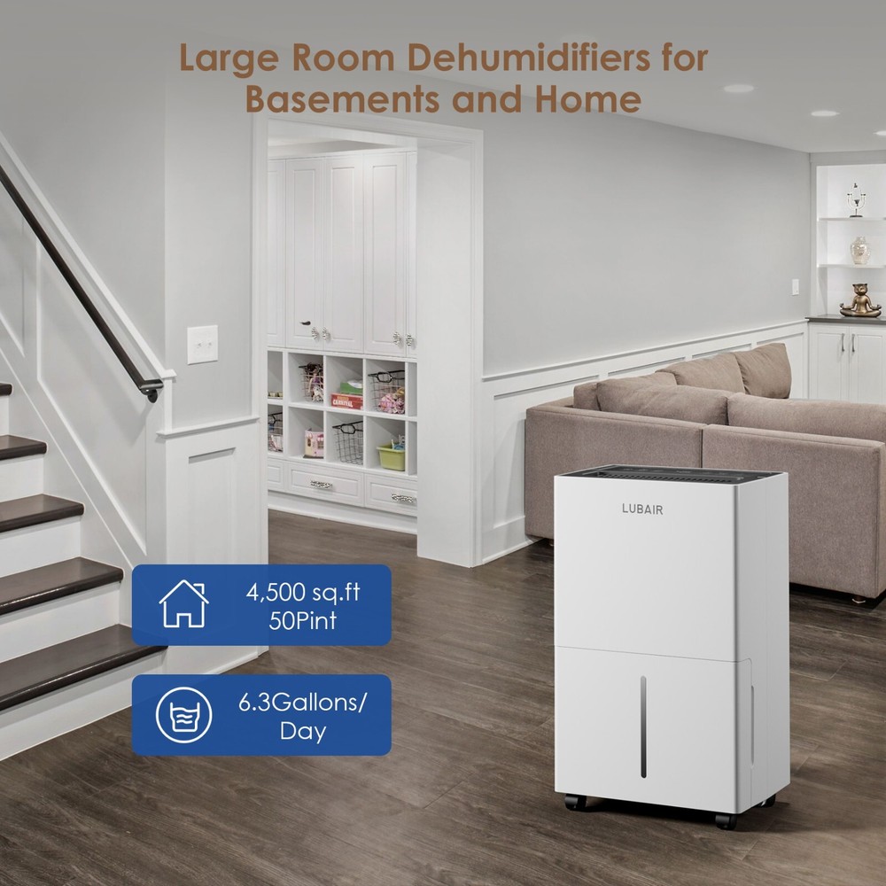 50 Pints Small household dehumidifier,4500 Sq.Ft Basement