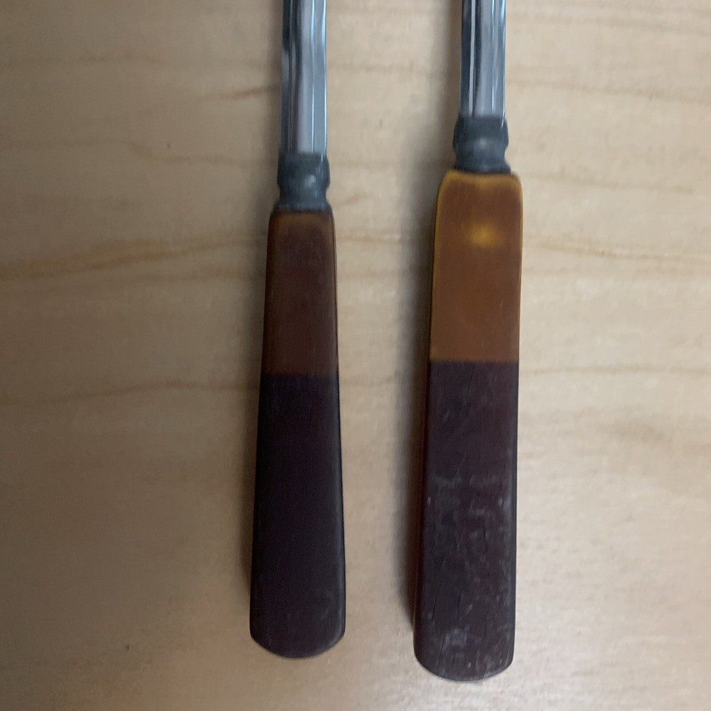 Bakelite Fork And Spoon Stainless Flatware Set Two Tone Brown