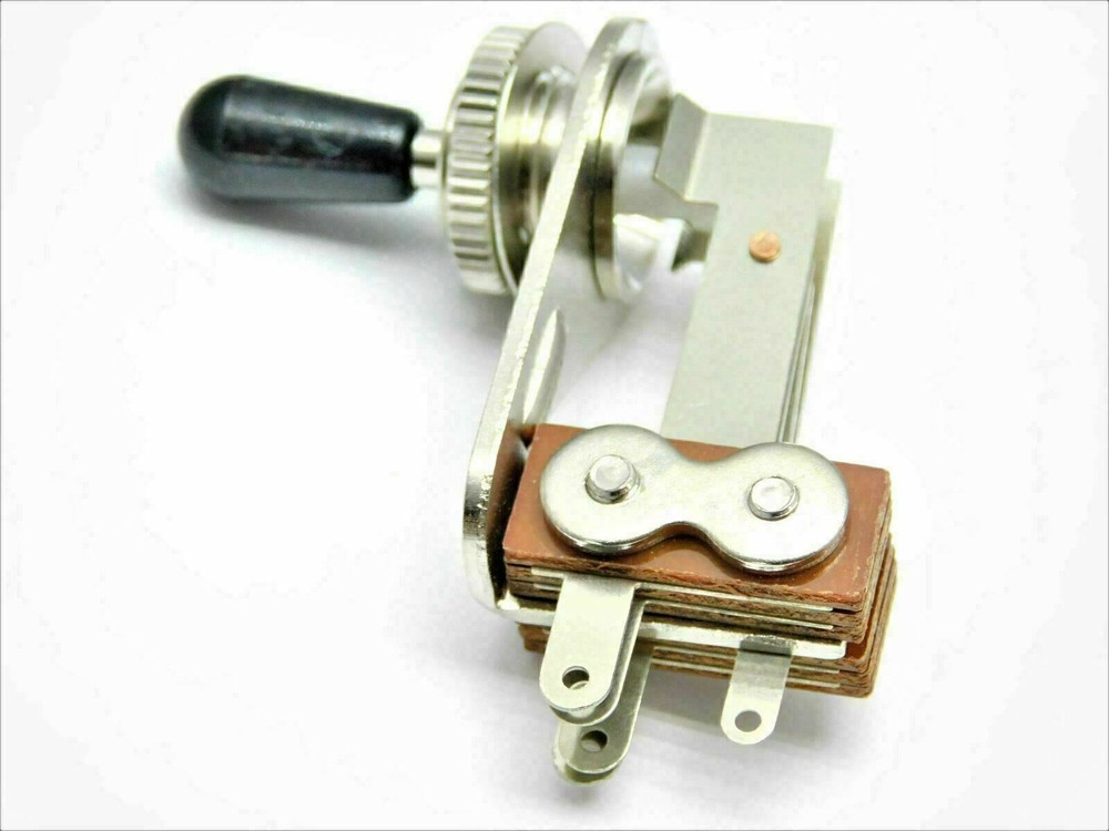 Right Angle 3-Way Toggle Switch for 2 Pickup Guitars Nickel with black tip