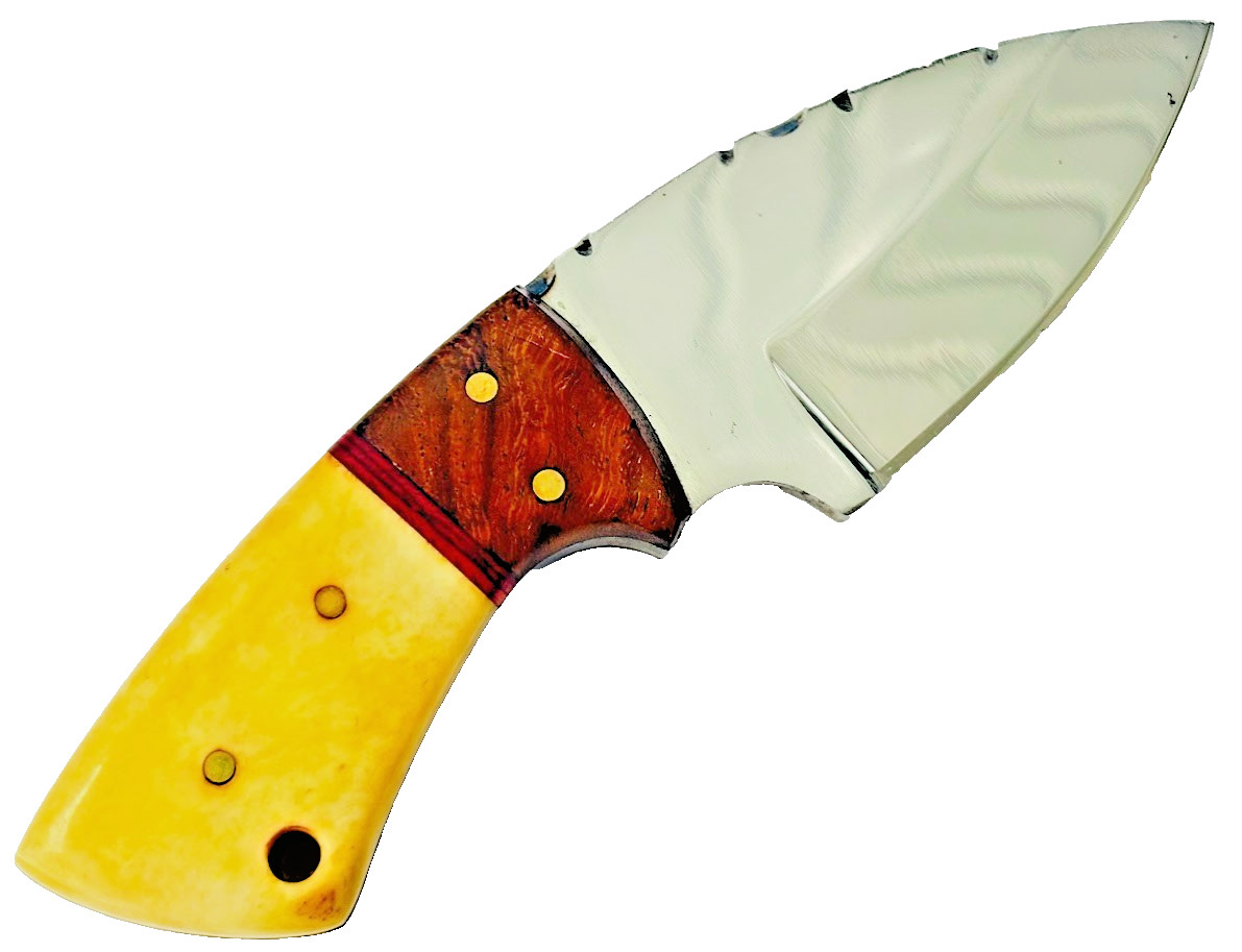 Small Skinning Knife Mirror Finished Blade 6" Fixed Blade Knife & Leather Sheath