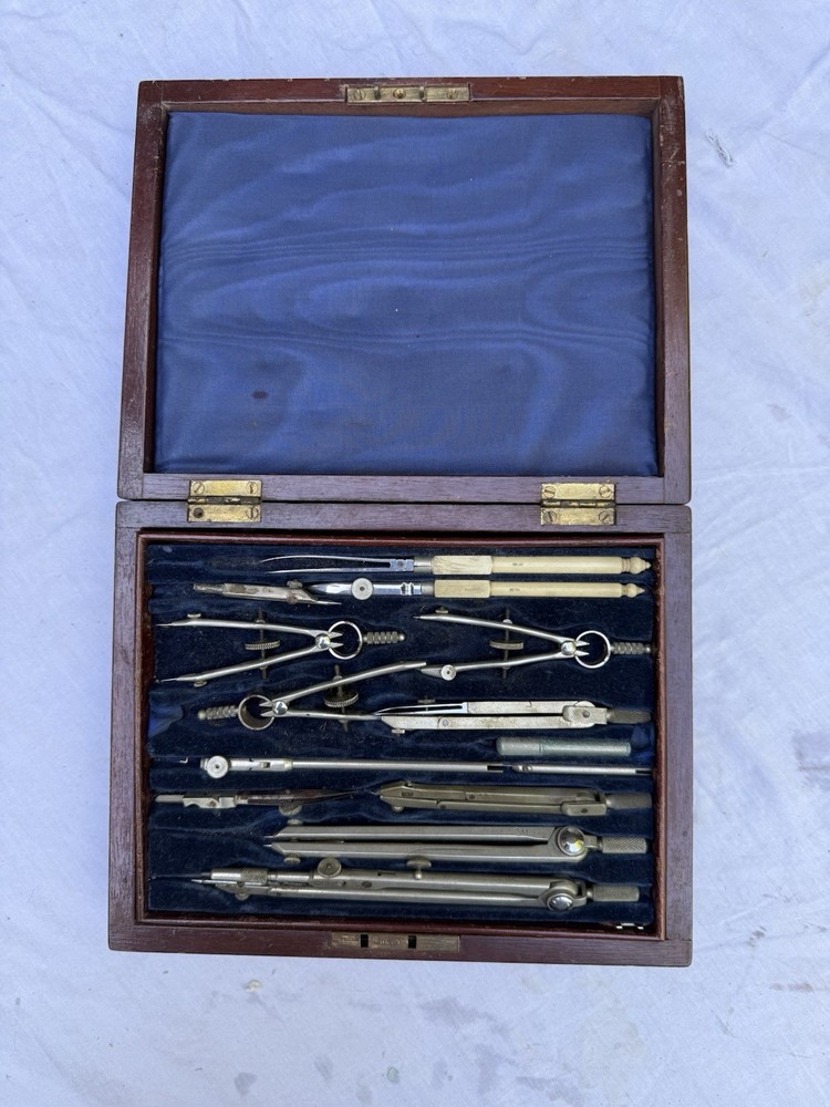 Vintage Aston & Mander & Co Est. 1789 drafting/navigational instruments w/case