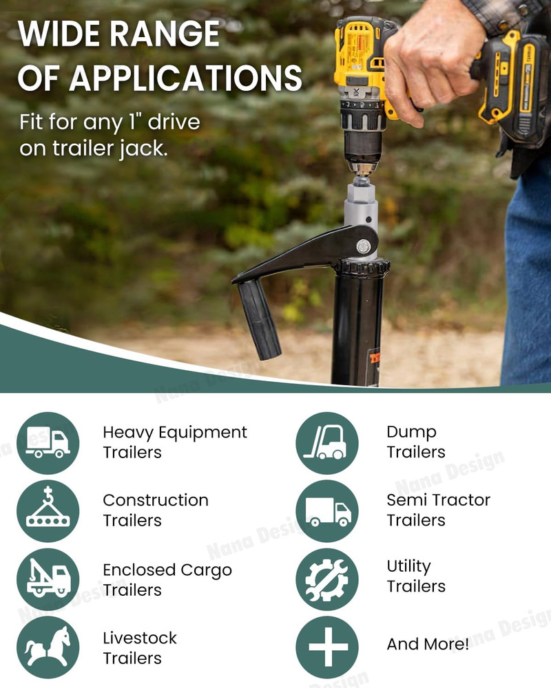 Trailer Jack Drill Adapter with Cordless Drill RV Jack Drill Adapter