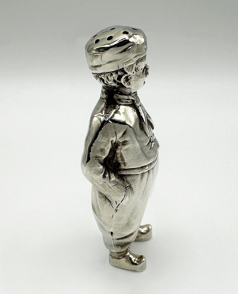 ANTIQUE NOVELTY DUTCH BOY PEPPERPOT STERLING SILVER LONDON 1924 BERTHOLD MULLER