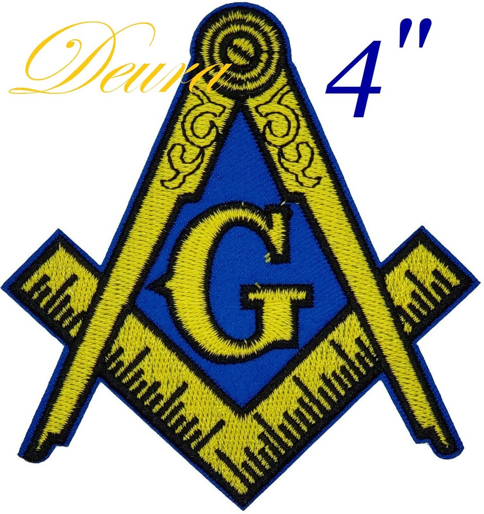 MASONIC 4" LOGO EMBROIDERED PATCH iron-on FREEMASON SQUARE COMPASS MASON EMBLEM