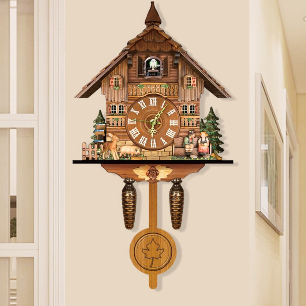 Vintage Cuckoo Wall Clock Elegant Black Forest Design with Singing Feature