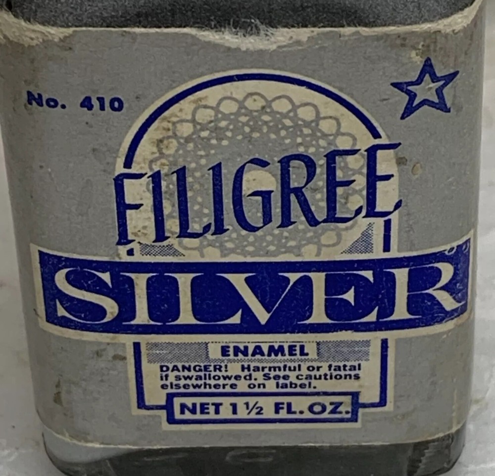 Filigree Silver Enamel Vintage Bottle Almost Full