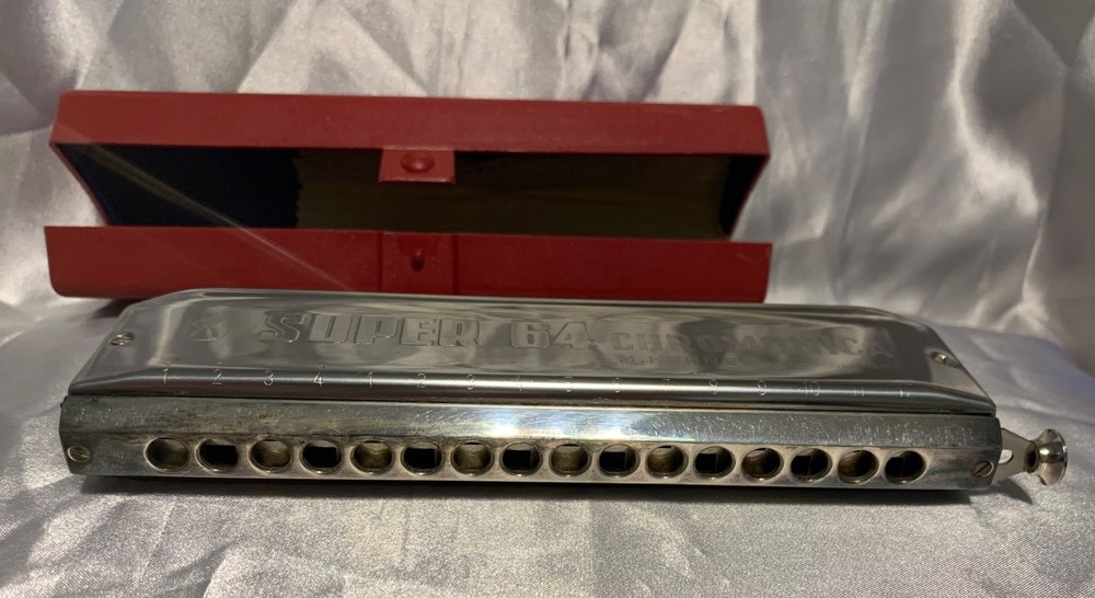 Hohner Super 64 Chromonica w/case Harmonica No. 7582 Made in Germany