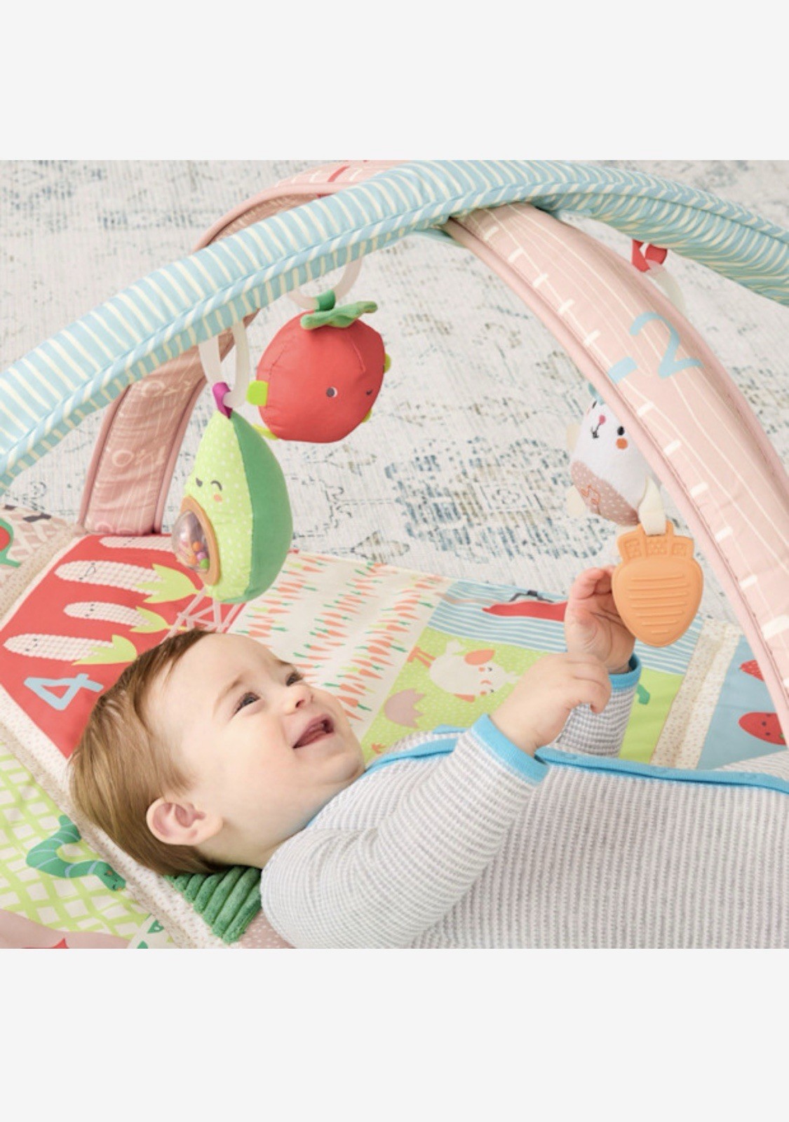 Baby Play Gym 3-in-1 Activity Mat 0-2y Farmstand Grow & Skip Tummy Time Green