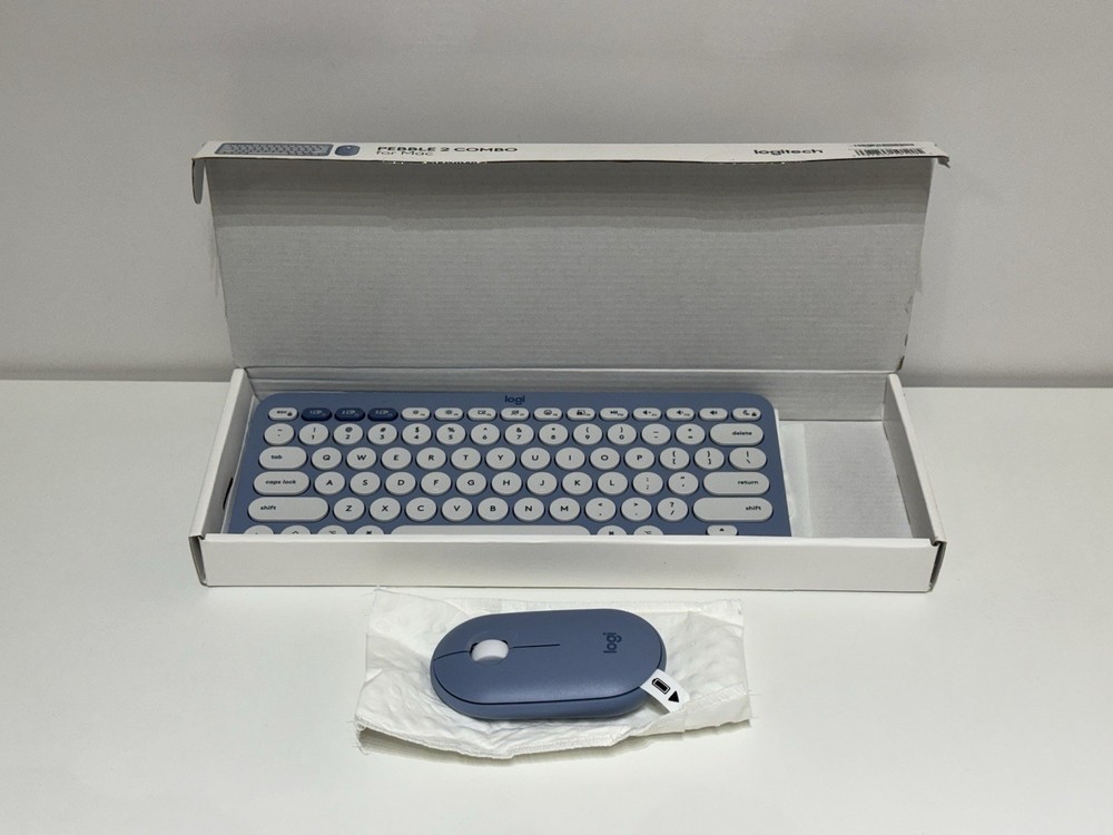 Logitech Pebble 2 Combo for Mac, Bluetooth Keyboard and Mouse Slim, Quiet - Blue