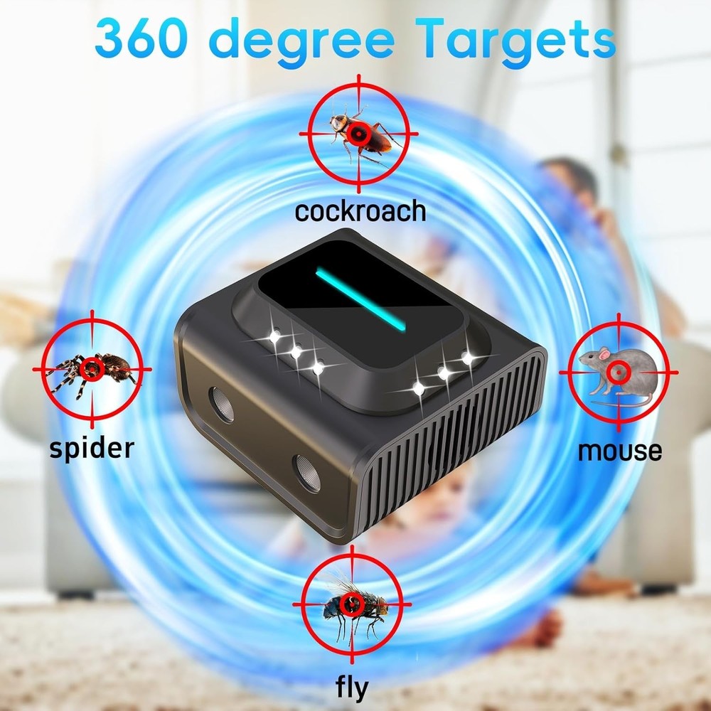 Compact Ultrasonic Rodent Repeller for Home & Garage - Wide Coverage, Easy Setup