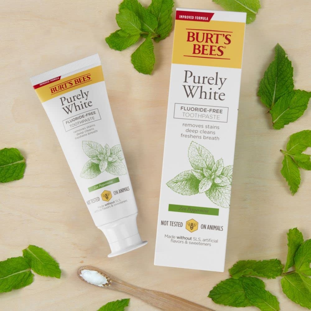 Burt’s Bees Purely White Toothpaste 4.7oz Fluoride-Free Peppermint - 3 Pack