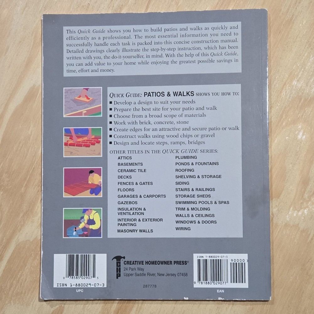 Creative Homeowner Press Quick Guide Patios & Walks Step-By-Step Construction