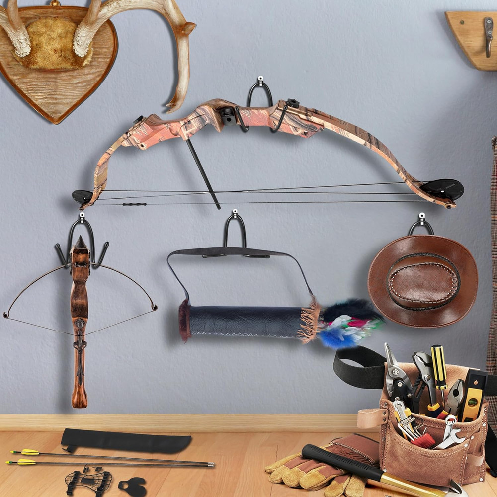 2Pack Bow Hanger Display Archery Rack Bow Wall Mount Holder Wall Hook Stand Bow
