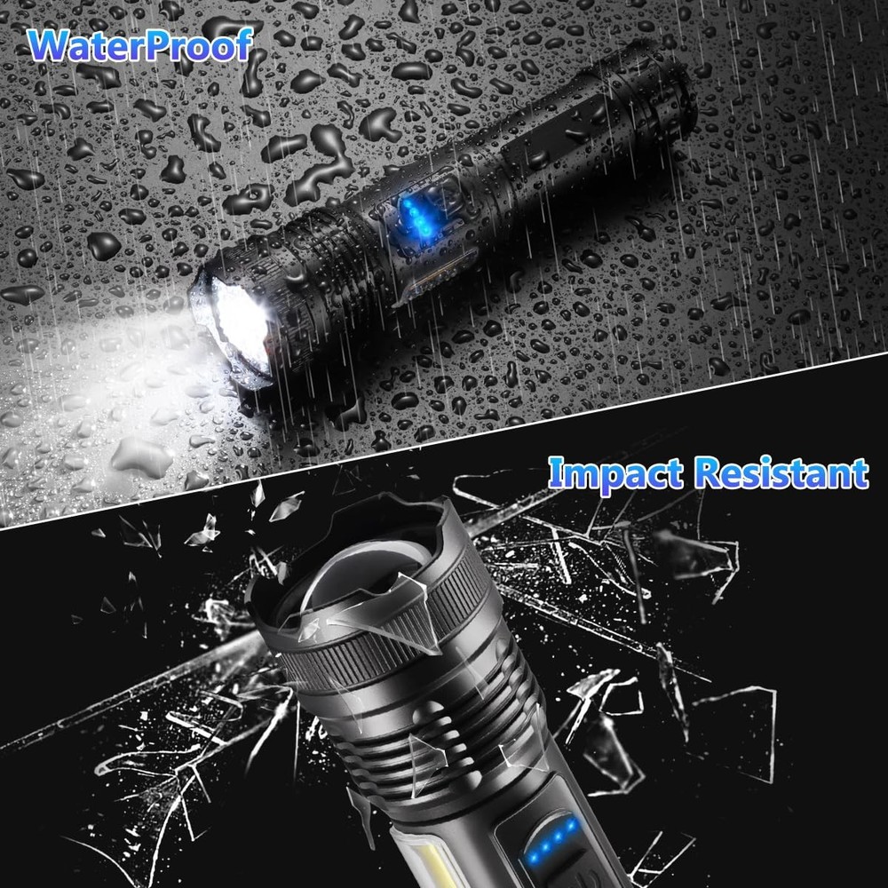 7Mode Flashlights High Lumens Rechargeable, 3Pack Tactical Flashlight High Po...