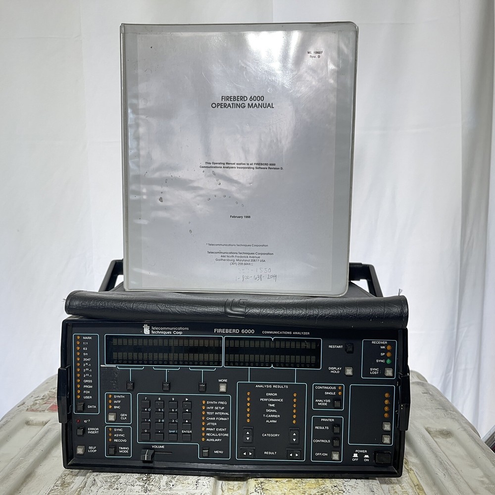 TTC FIREBERD 6000 COMMUNICATION ANALYZER W/ LAB INTERFACE ADAPTER AND MANUAL TTC
