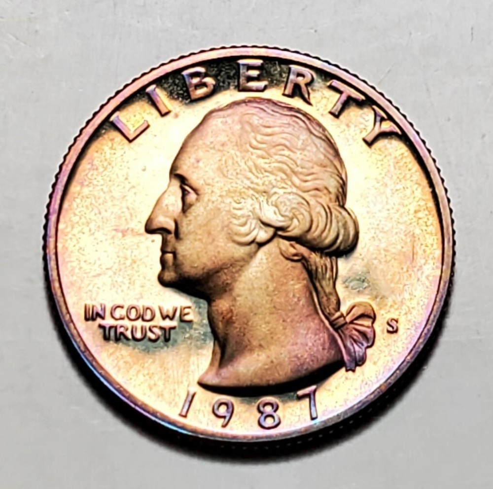 TONED 1987 S PROOF SET 5 COIN UNC SET #BX78