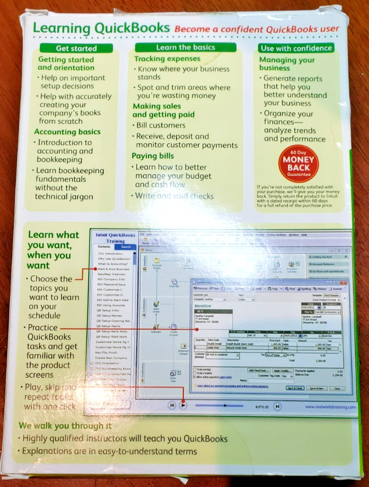 Intuit Learning QuickBooks for Windows 2012 Learning Training CD Software