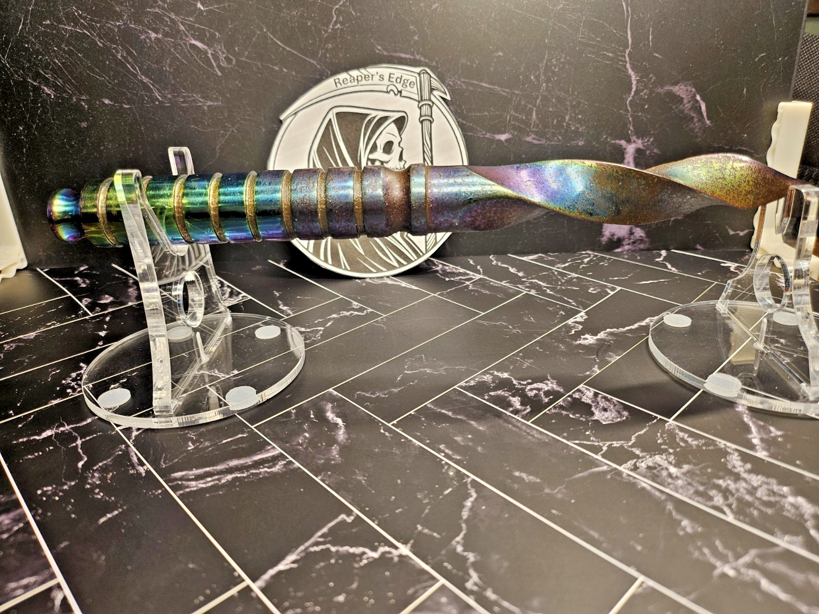 Rainbow steel drill bit knife/dagger S&D special due to rust stains. Unique item