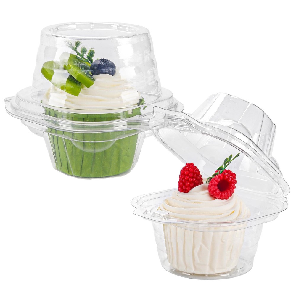 120 Pack Individual Cupcake Containers Plastic Cupcake Boxes Cupcake Holders ...