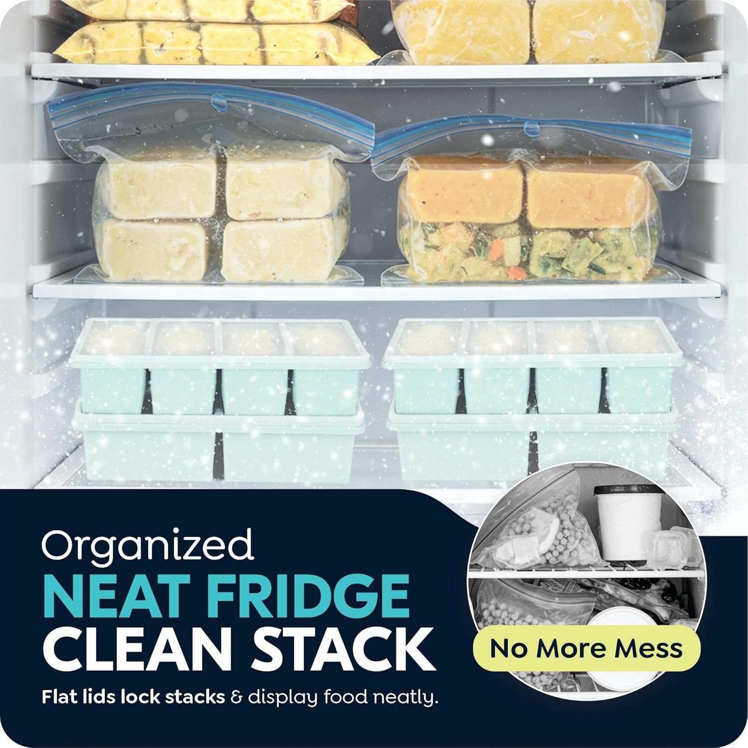 Silicone Soup Freezer Molds with Lids, 2 Cup & 1 Cup Combo, Soup Container Style