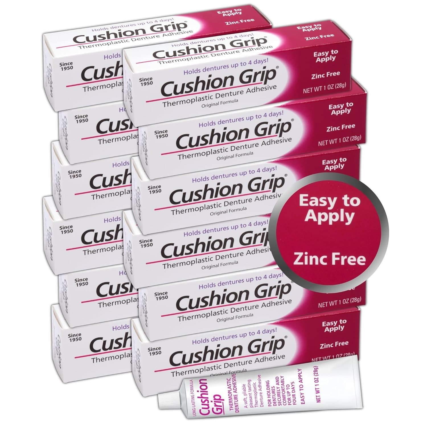 Cushion Grip Soft Pliable Thermoplastic For Refitting Dentures 1 Oz (12 Pack)