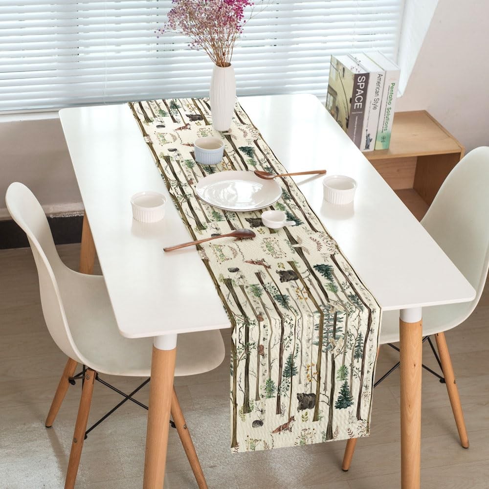 Rustic Forest Table Runner, Lodge Cabin Country 13X72, Brown