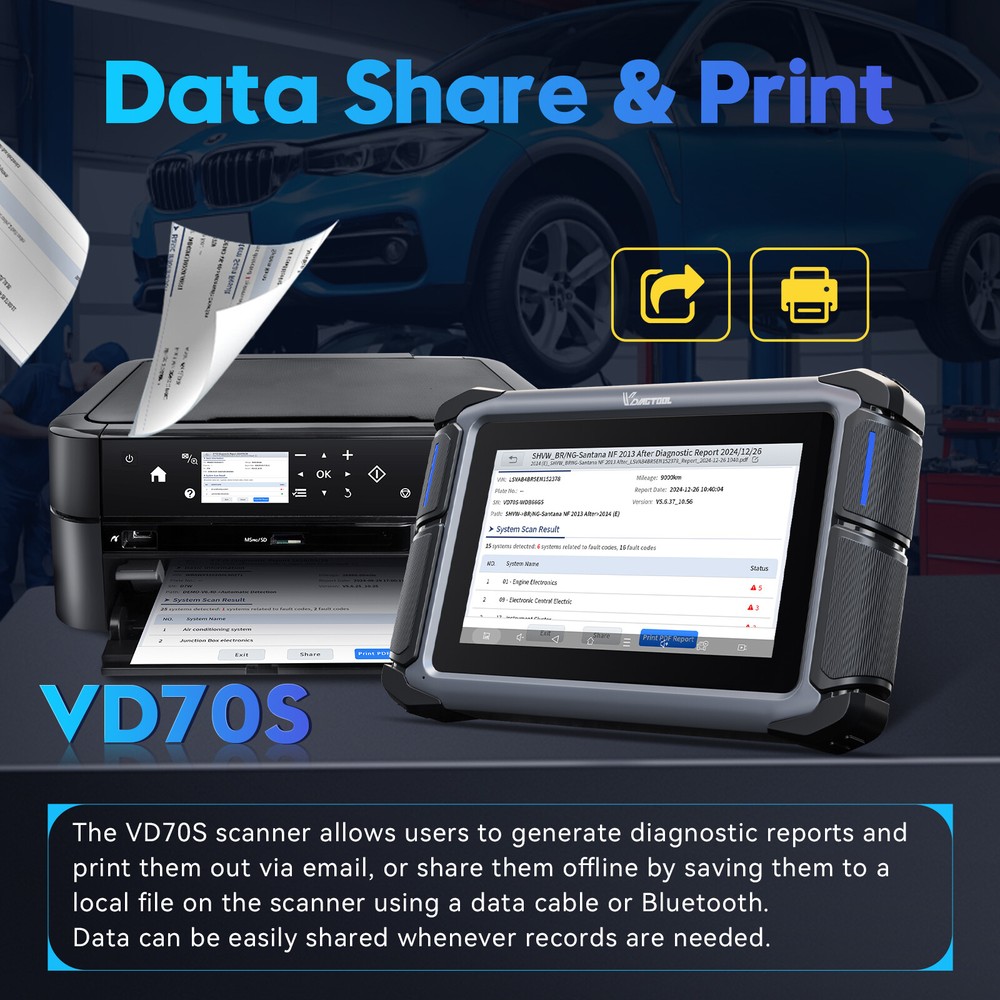 2025 VDIAGTOOL VD70S Automotive Scanner Bidirectional Diagnostic Key Coding FCA