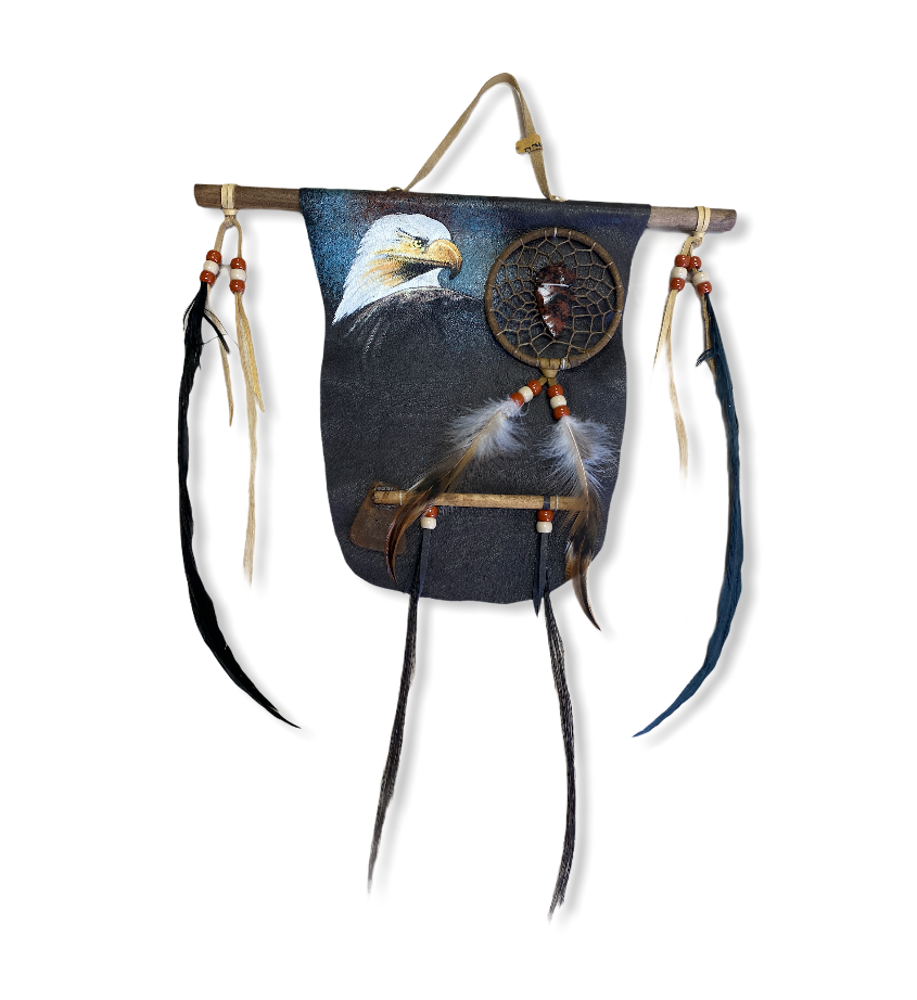 REAL LEATHER , HANDMADE , SHIELD , SOUTHWEST , 12" , HAND PAINTED , EAGLE 2