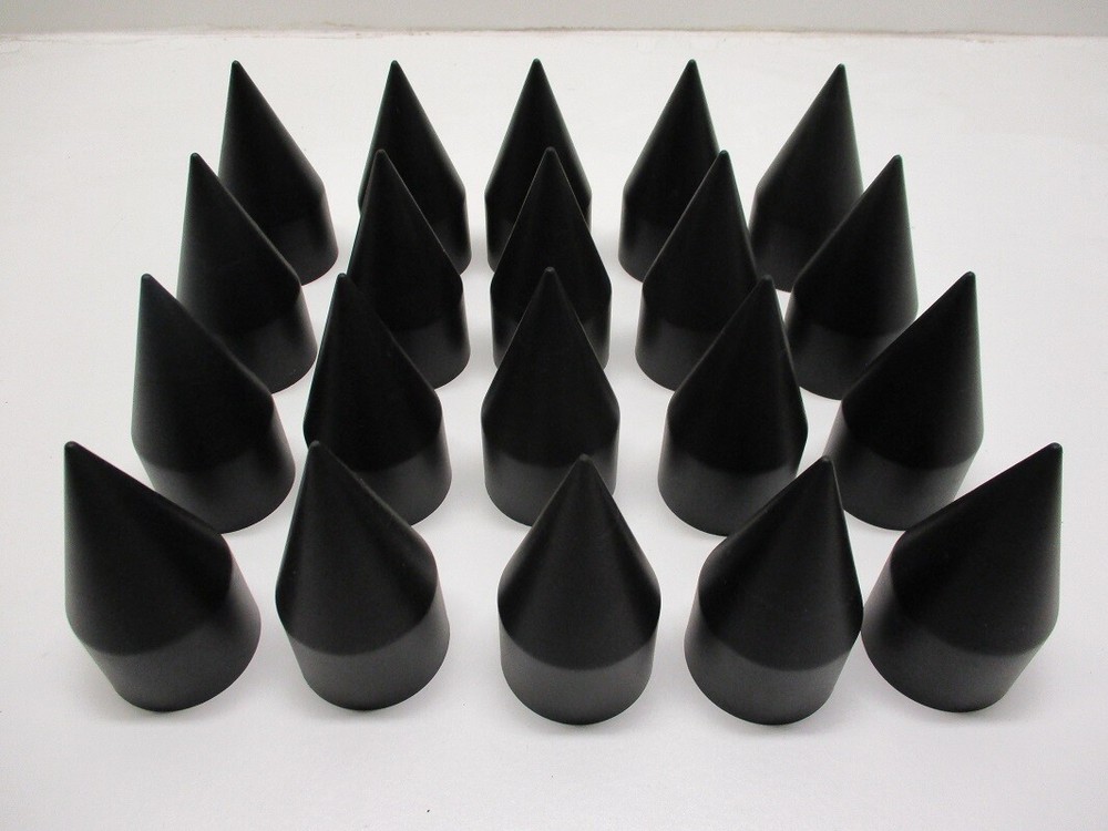 (20) Wheel Lugnut Black Plastic 33mm Thread On Spike Nut Covers Caps / 4 1/8"