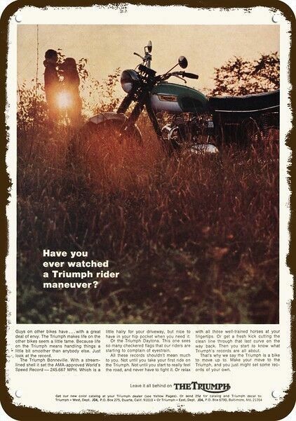 1969 TRIUMPH DAYTONA MOTORCYCLE Sunset VintageLook DECORATIVE REPLICA METAL SIGN