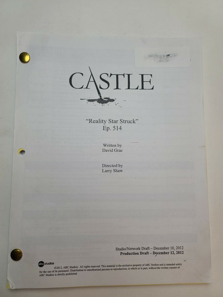 CASTLE / David Grae TV Script, Patrick Fabian episode "Reality Star Struck"