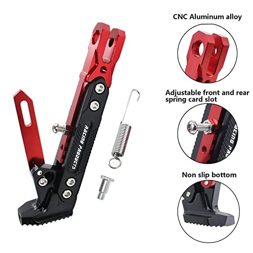 Universal Motorcycle Kickstand Adjustable Foot Side Support Parking Red