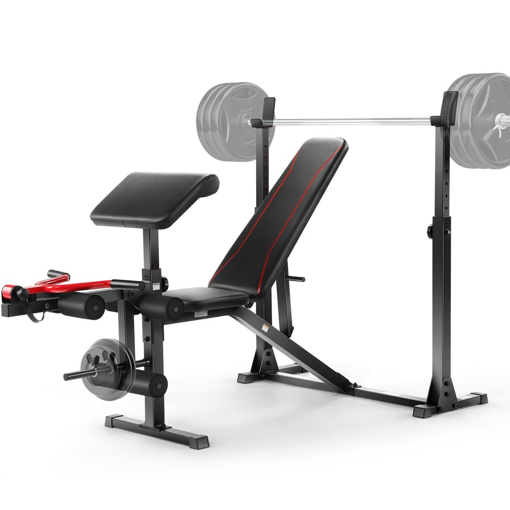 900LBS Olympic Weight Bench Set Adjustable Multi-Purpose Workout Bench Strength