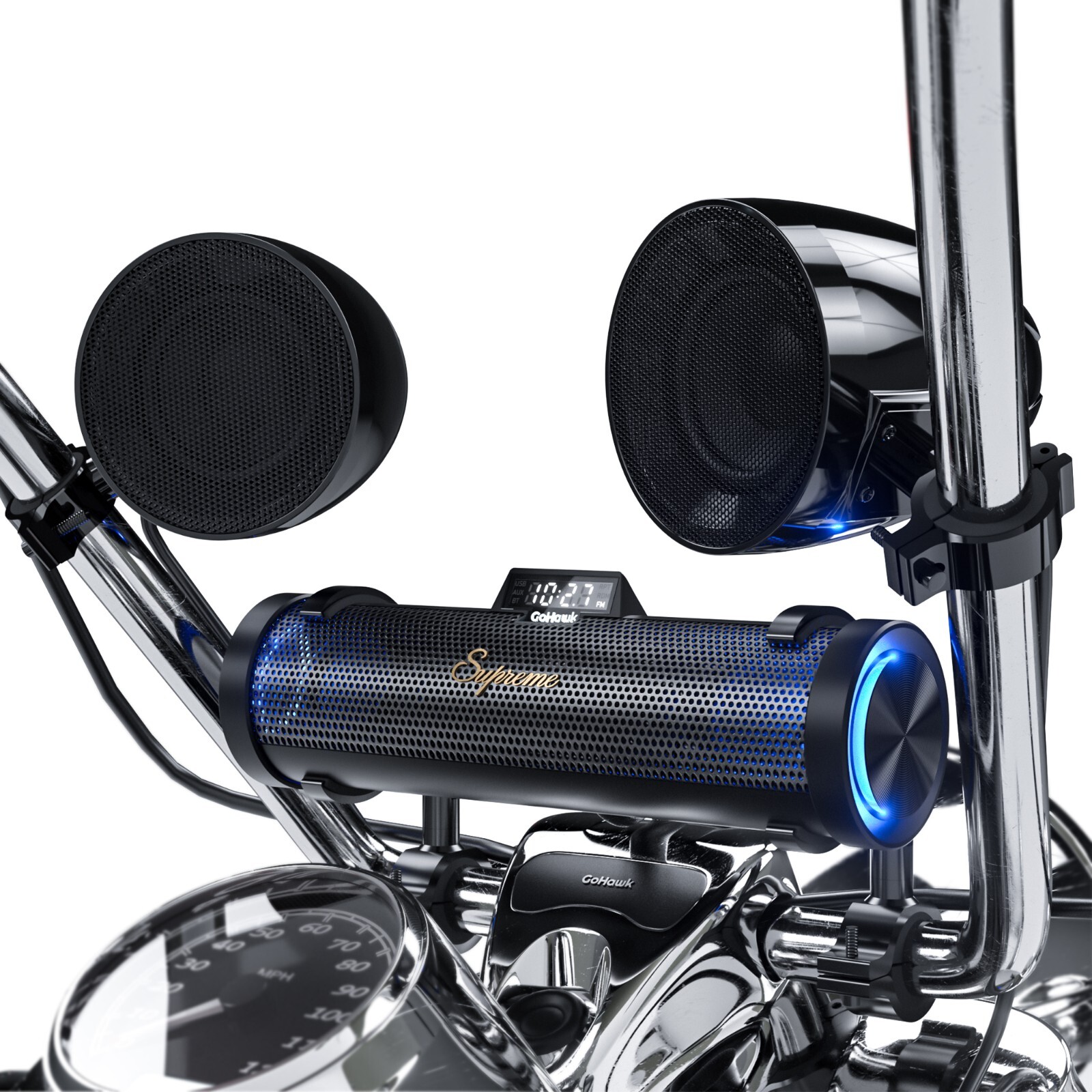 Waterproof Motorcycle Stereo 8 Speakers Audio System Bluetooth 300W Amp FM Radio