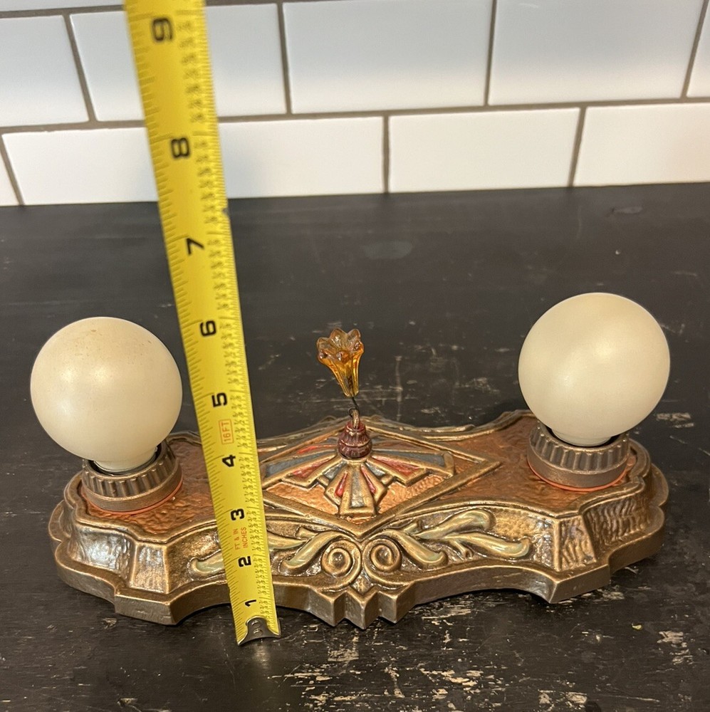 Antique Flush Mount Double Socket Fixture Nice 64C