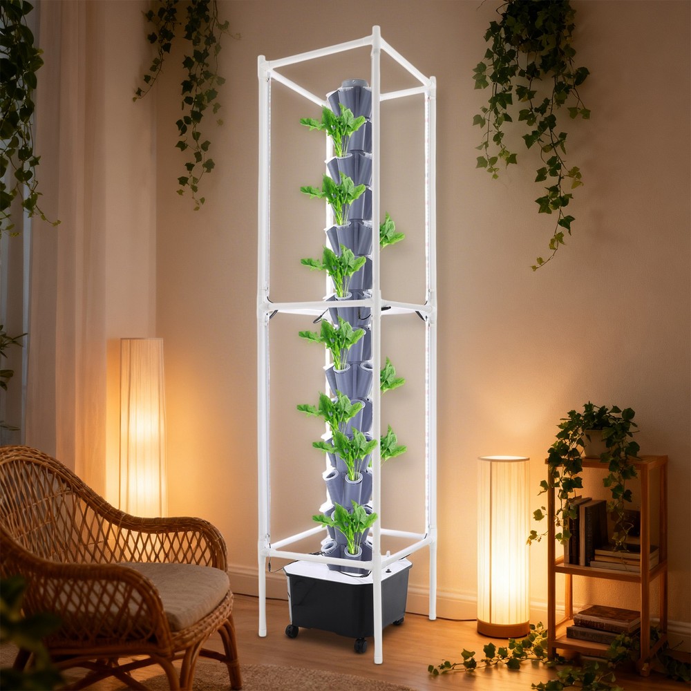 Vertical 70-Pots Hydroponics Tower w/Light Hydroponic Growing System Gardening