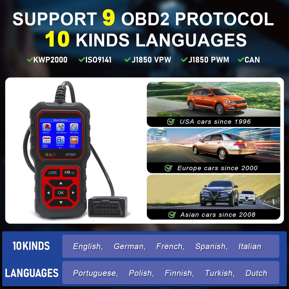 iKiKin AT500 OBDII Scanner Car OBD2 EOBD CAN Protocol Code Reader Diagnostc Tool