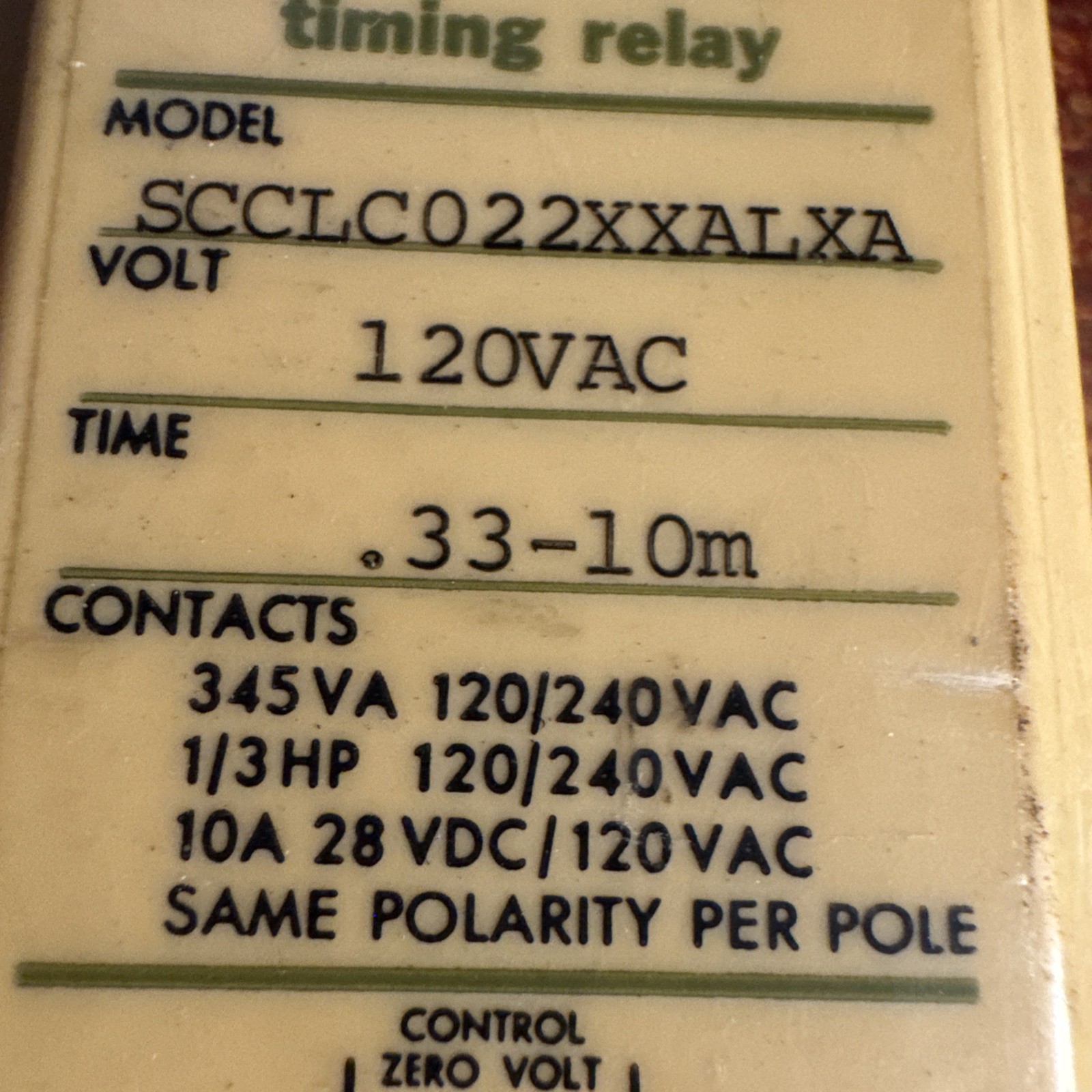 Agastat SCCLC022XXALXA Relay .33-10min Off Delay + Free NCC Timer Used