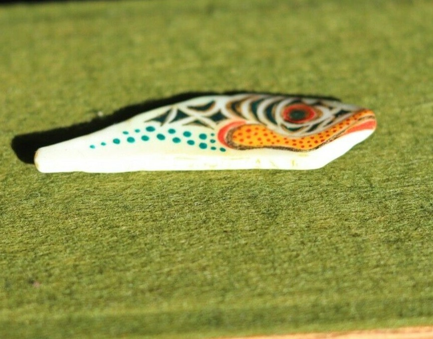 OLD NORTHWEST COAST painted shell art killer whale fetish Tlingit First Nations
