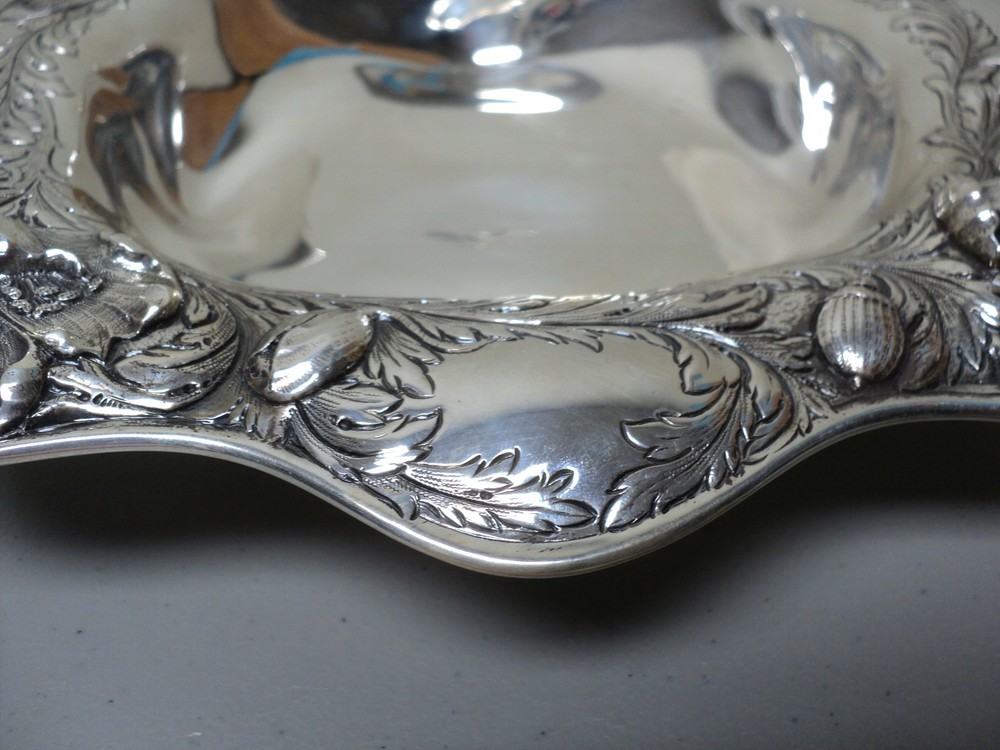 STUNNING ANTIQUE GORHAM STERLING SILVER SERVING BOWL, "POPPY" PATTERN