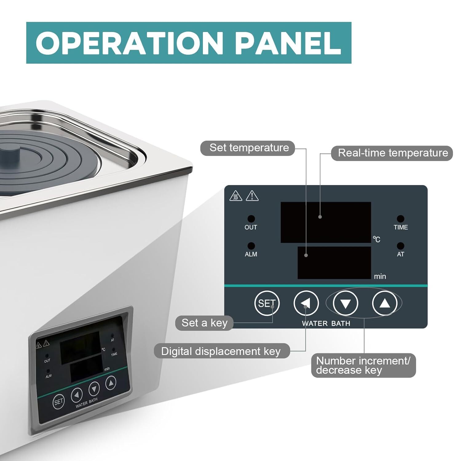 Lab Water Bath Heater 3.0L Digital Thermostat Laboratory Water Bath 110V 300W