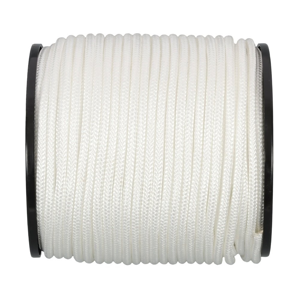 Multipurpose White Nylon Rope Sturdy Spool Solid Braid Knot Rope 1/4" × 5250'