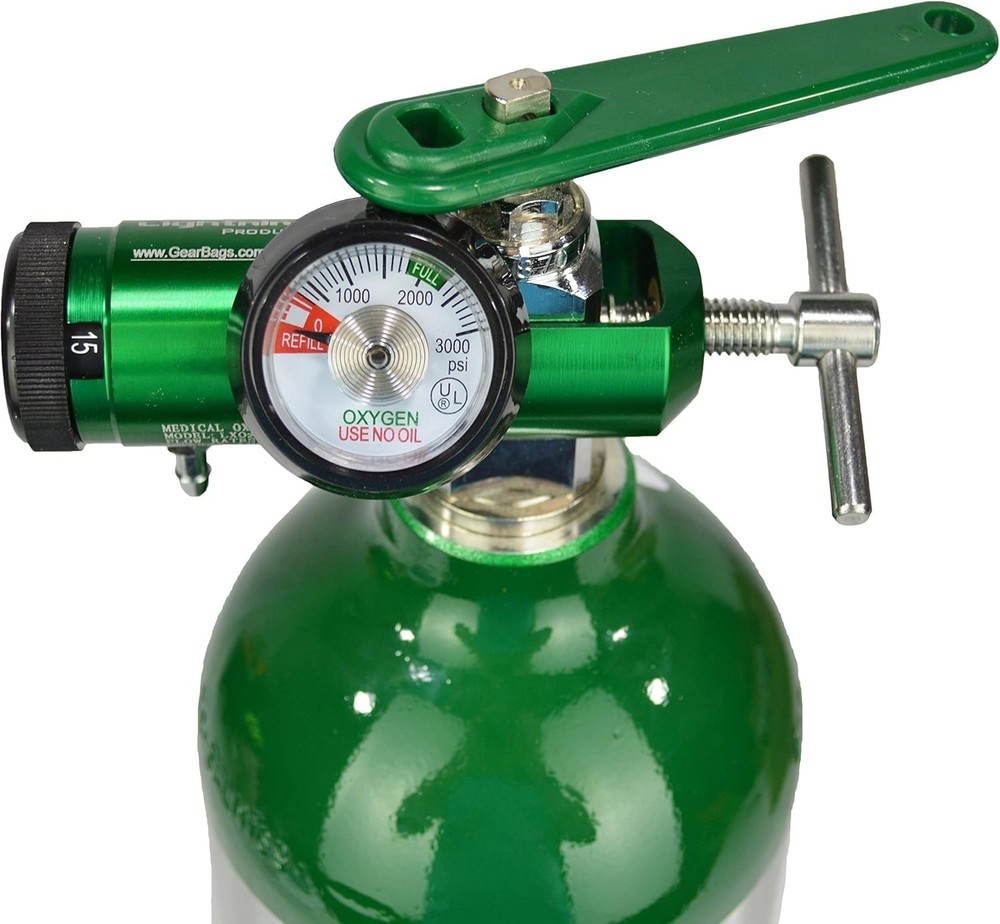 Portable O2 Mini Oxygen Regulator - Adjustable Flow Rate & Easy Install Wrench