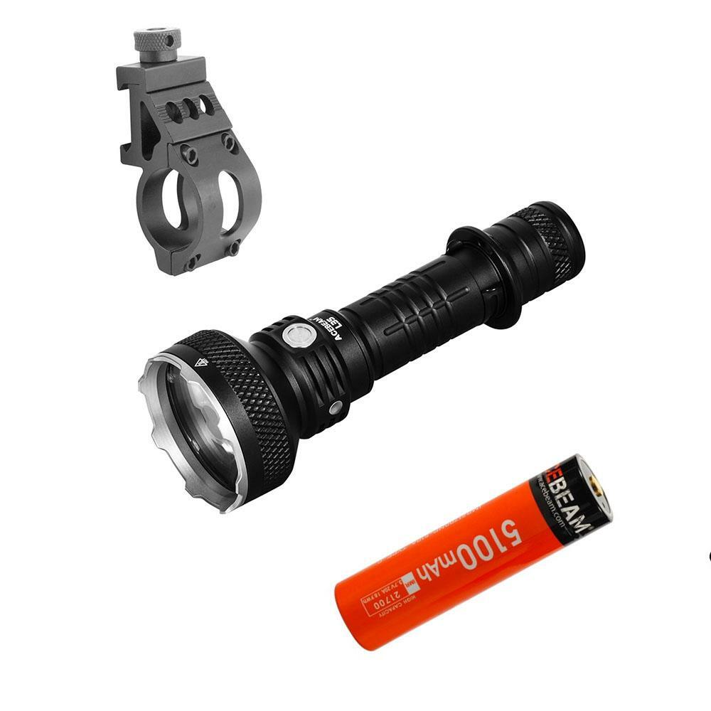 Combo: Acebeam L35 Dual Switch Flashlight 5000 Lumen, 21700 batt & Offset Mount